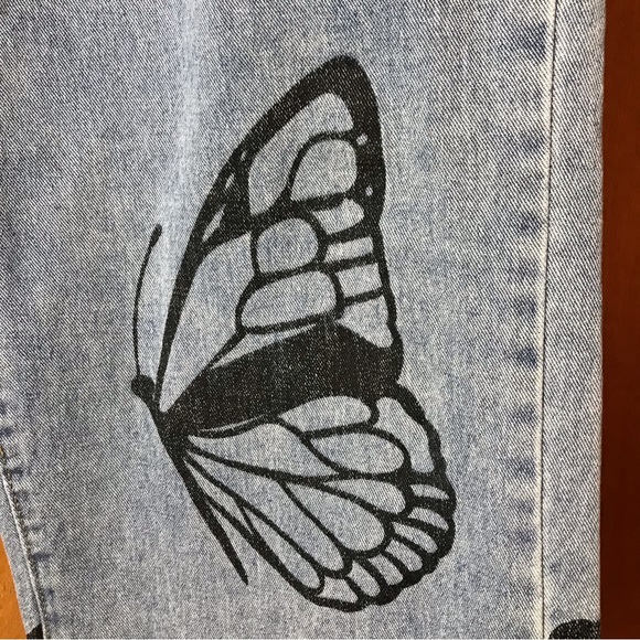 Butterfly 🦋 boho women’s jeans high rise wide leg size 12 - Picture 13 of 16